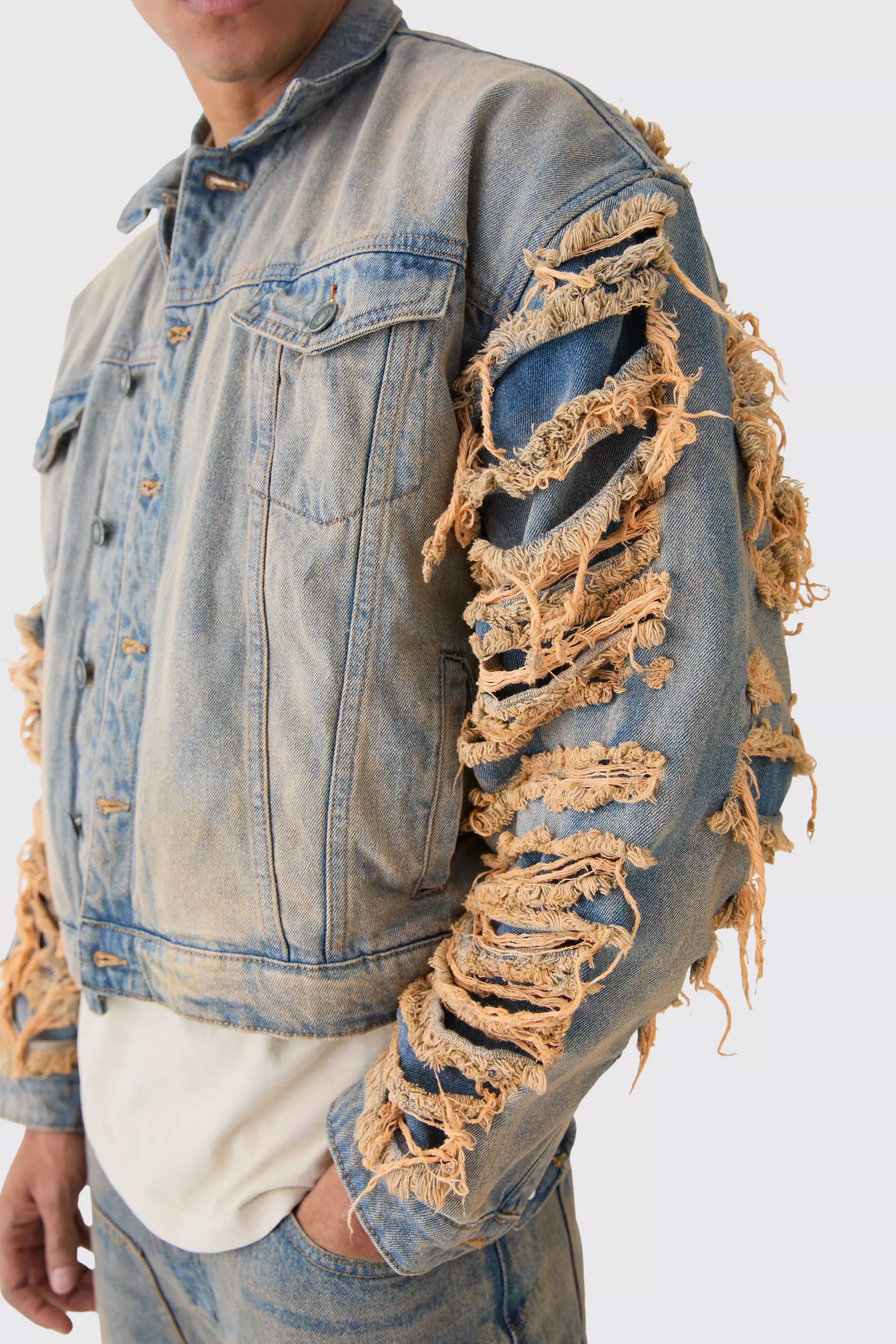 Jacket on sale ripped jeans